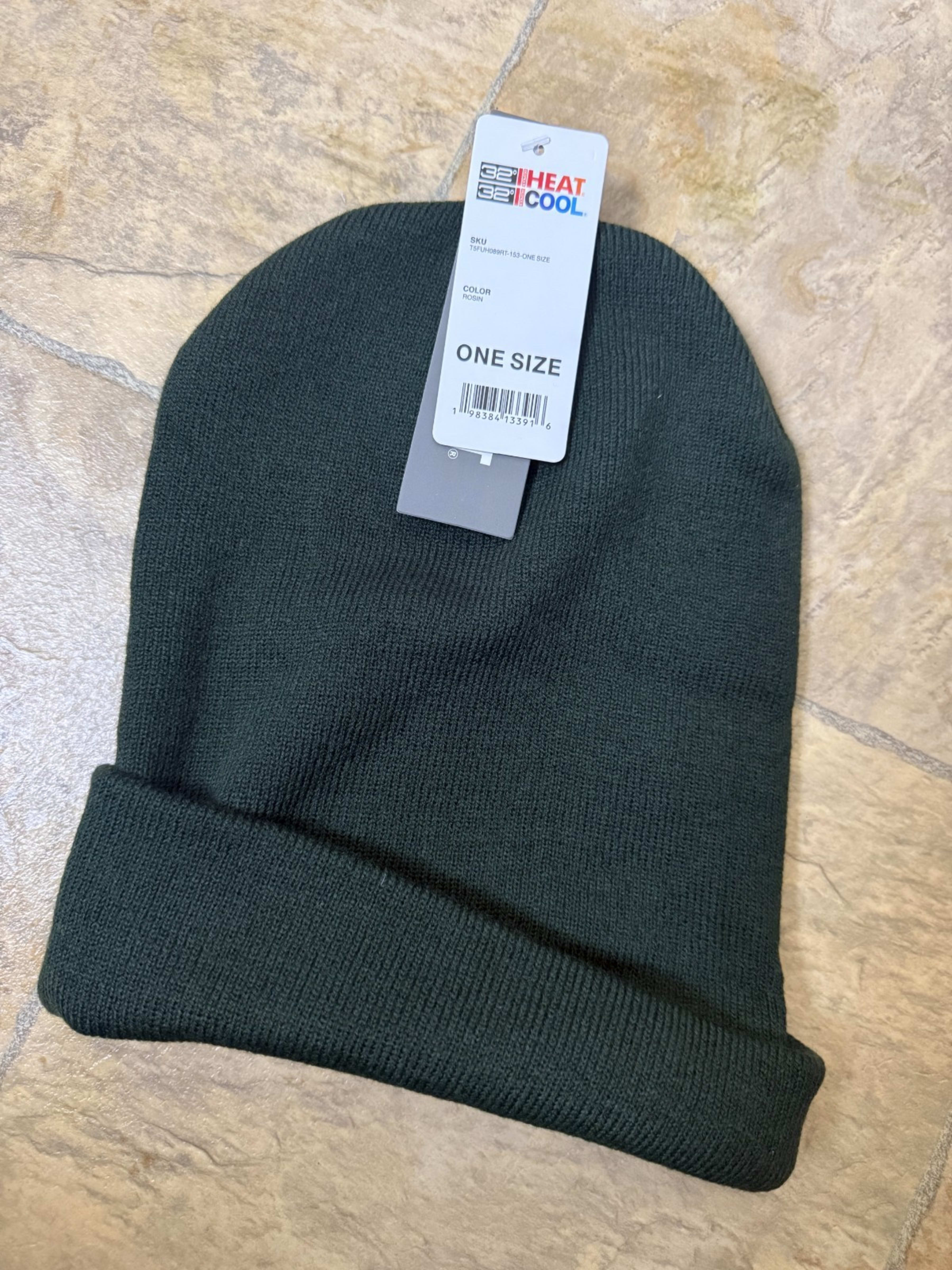NWT 32 Degrees Heat Men's One Size Green Knit Acrylic Hat Beanie