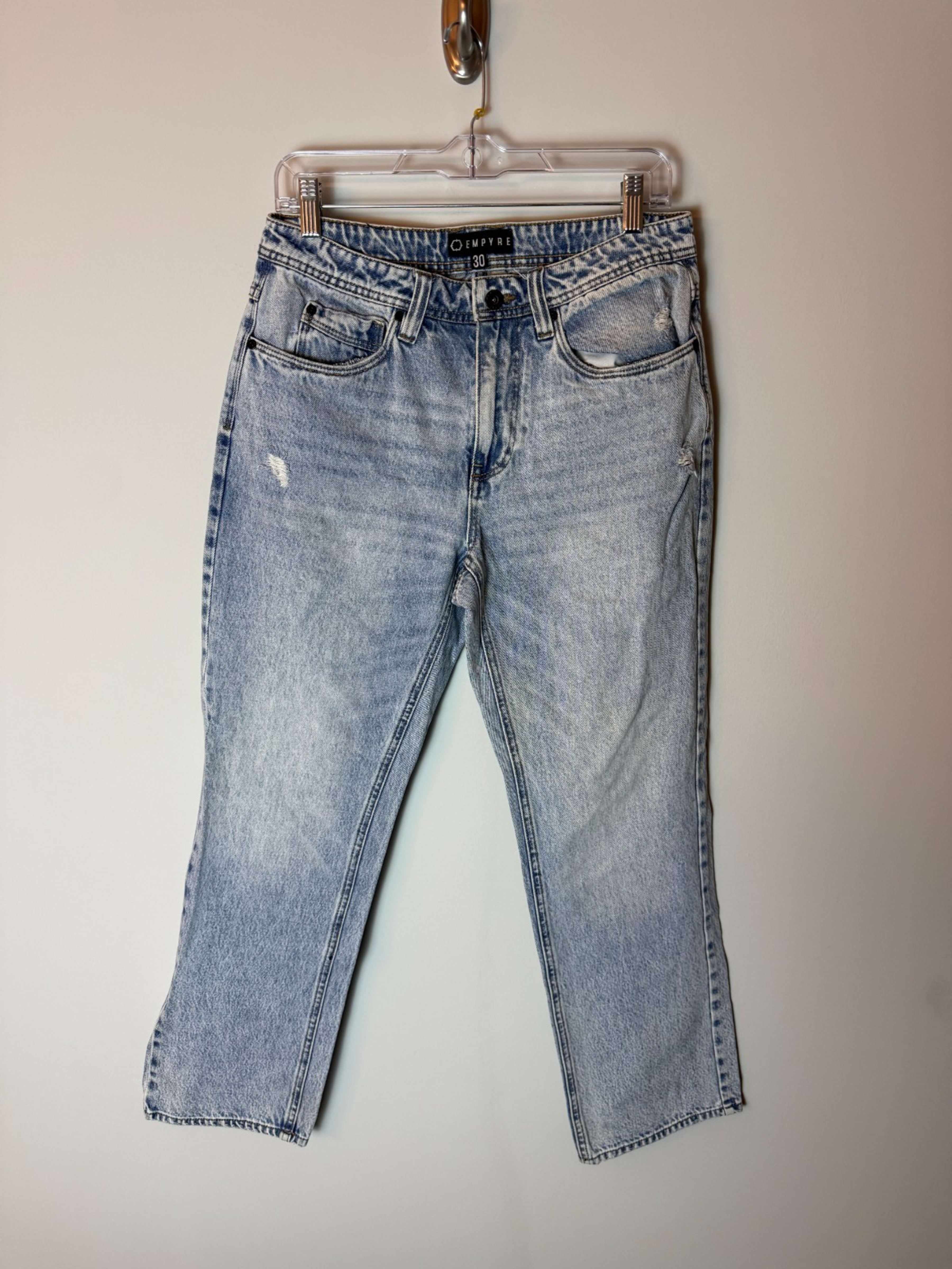 Empyre Men Jeans 30 Blue Logo 5 Pocket Straight Leg Stretch Outdoor Denim