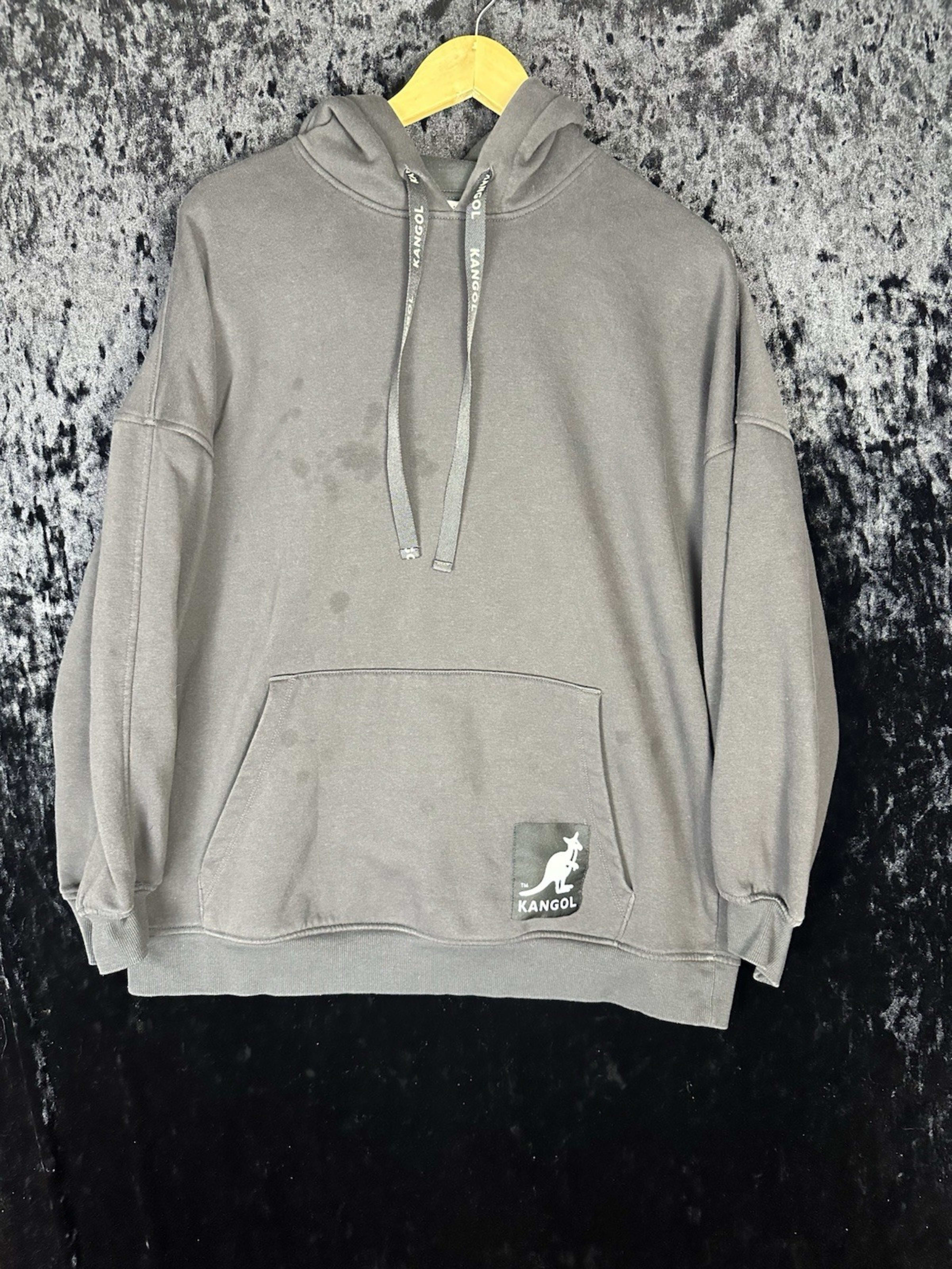 Kangol x H&M Hoodie Womens L Black Spellout Graphic Logo Pullover Pocket