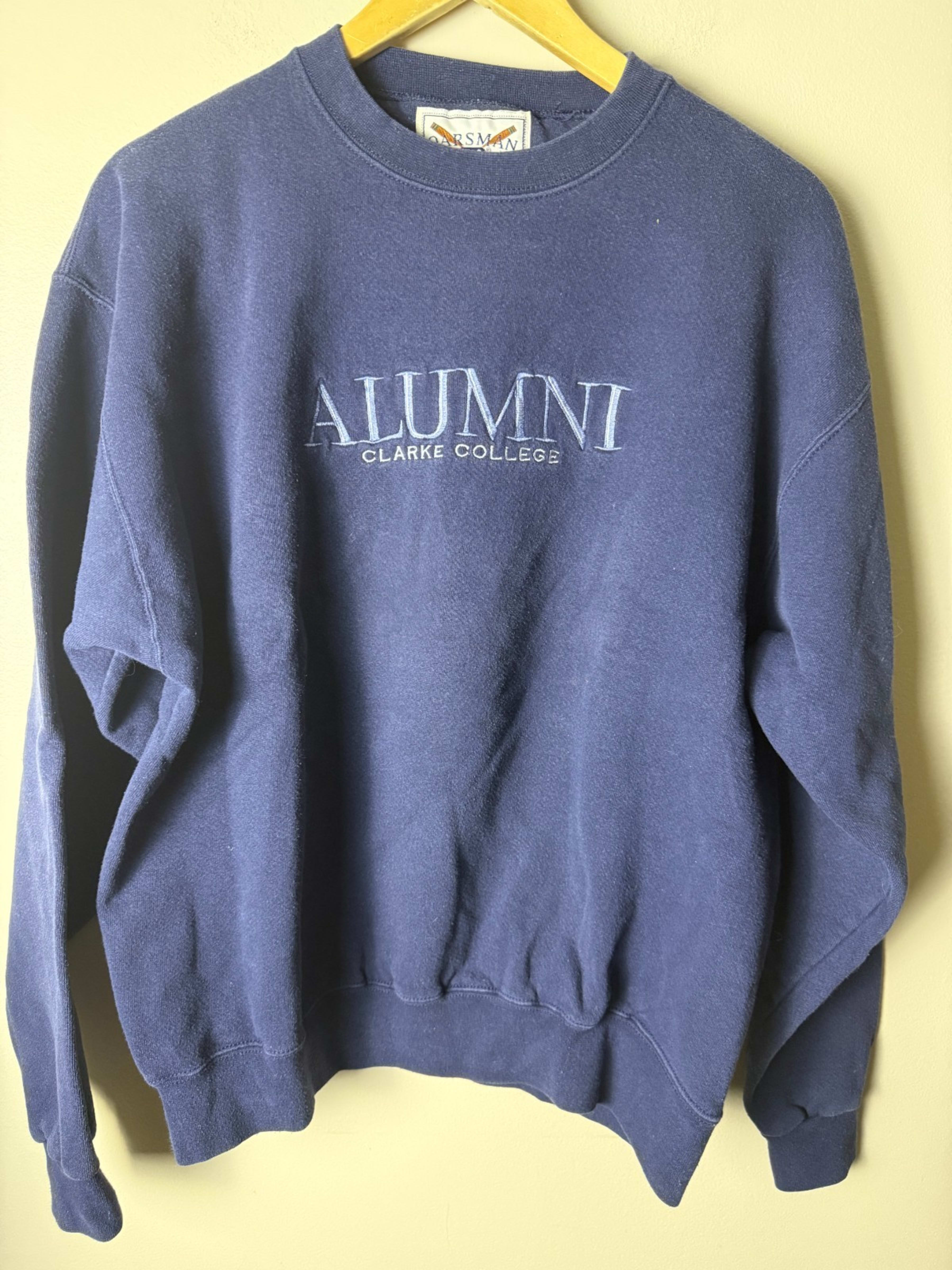 Vintage Clarke College Crewneck Sweatshirt Mens L Blue Embroidered Casual