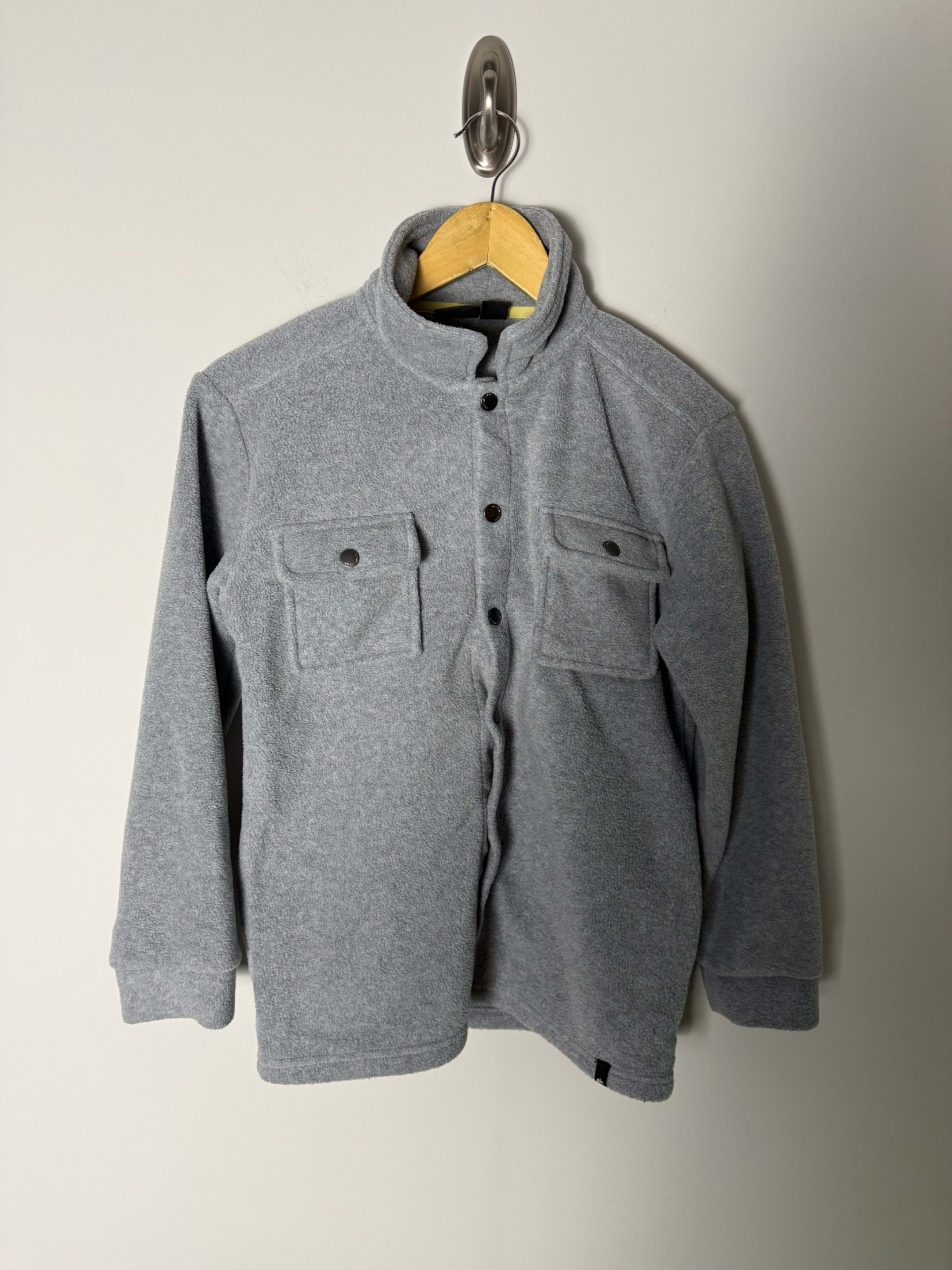 Quiksilver Jacket Youth Boys M Black Gray Fleece Bomber Snap Stretch