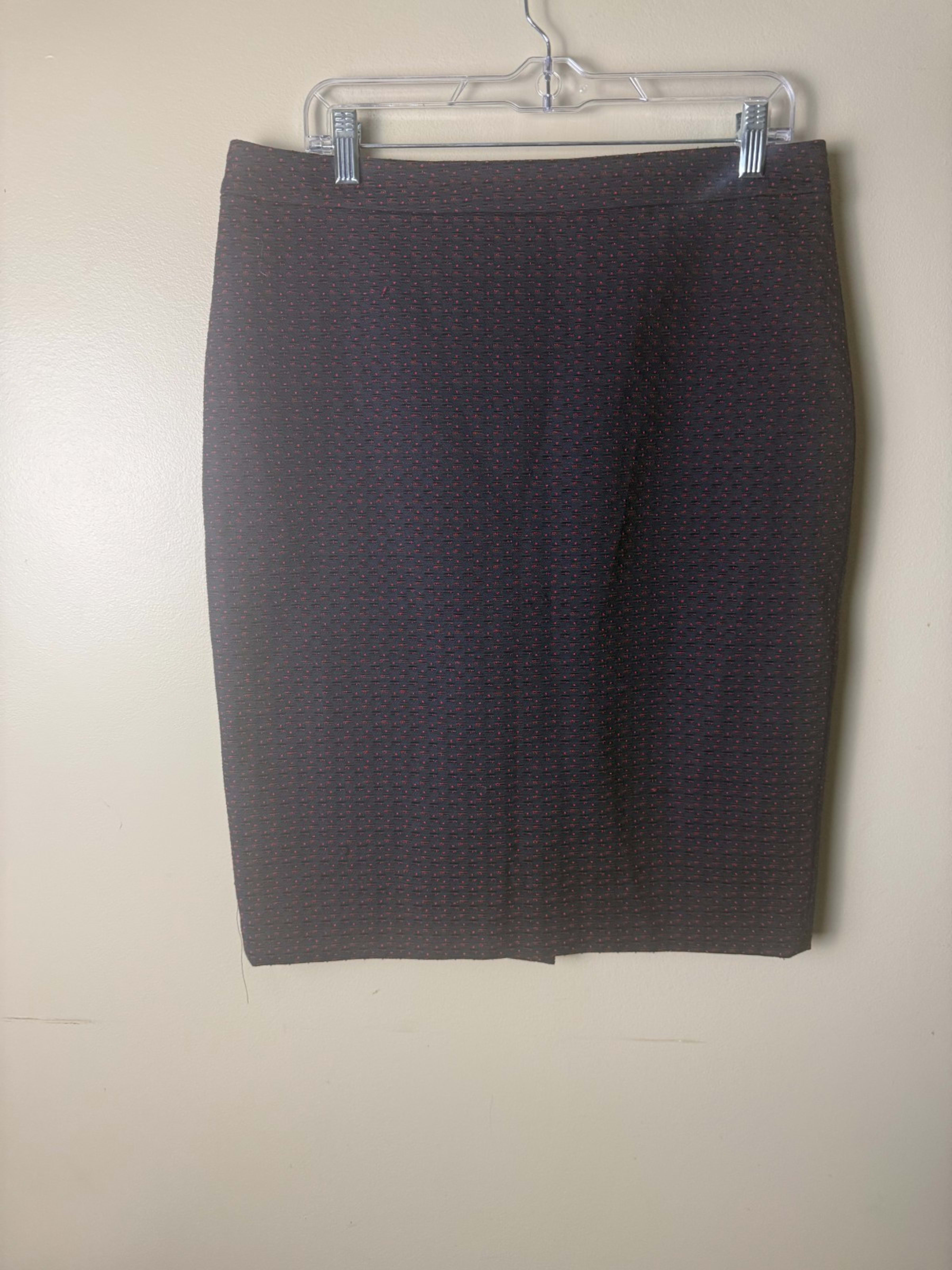 Ann Taylor Pleated Polka Dots Short Flocked Pencil Women 12 Multicolor Red Blue