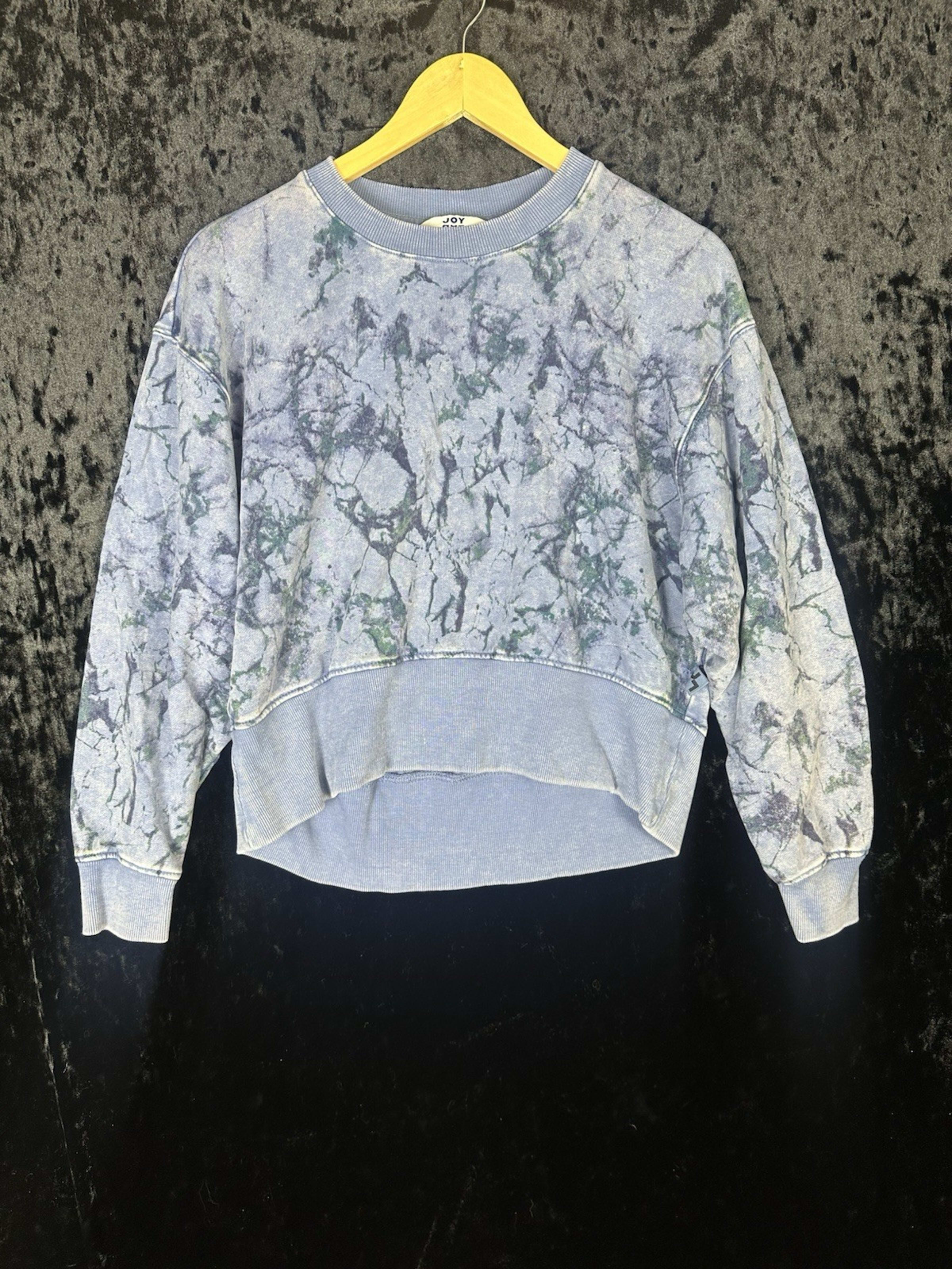 Joy Lab Sweater Womens S Blue Tie Dye Crew Neck Cropped Athletic