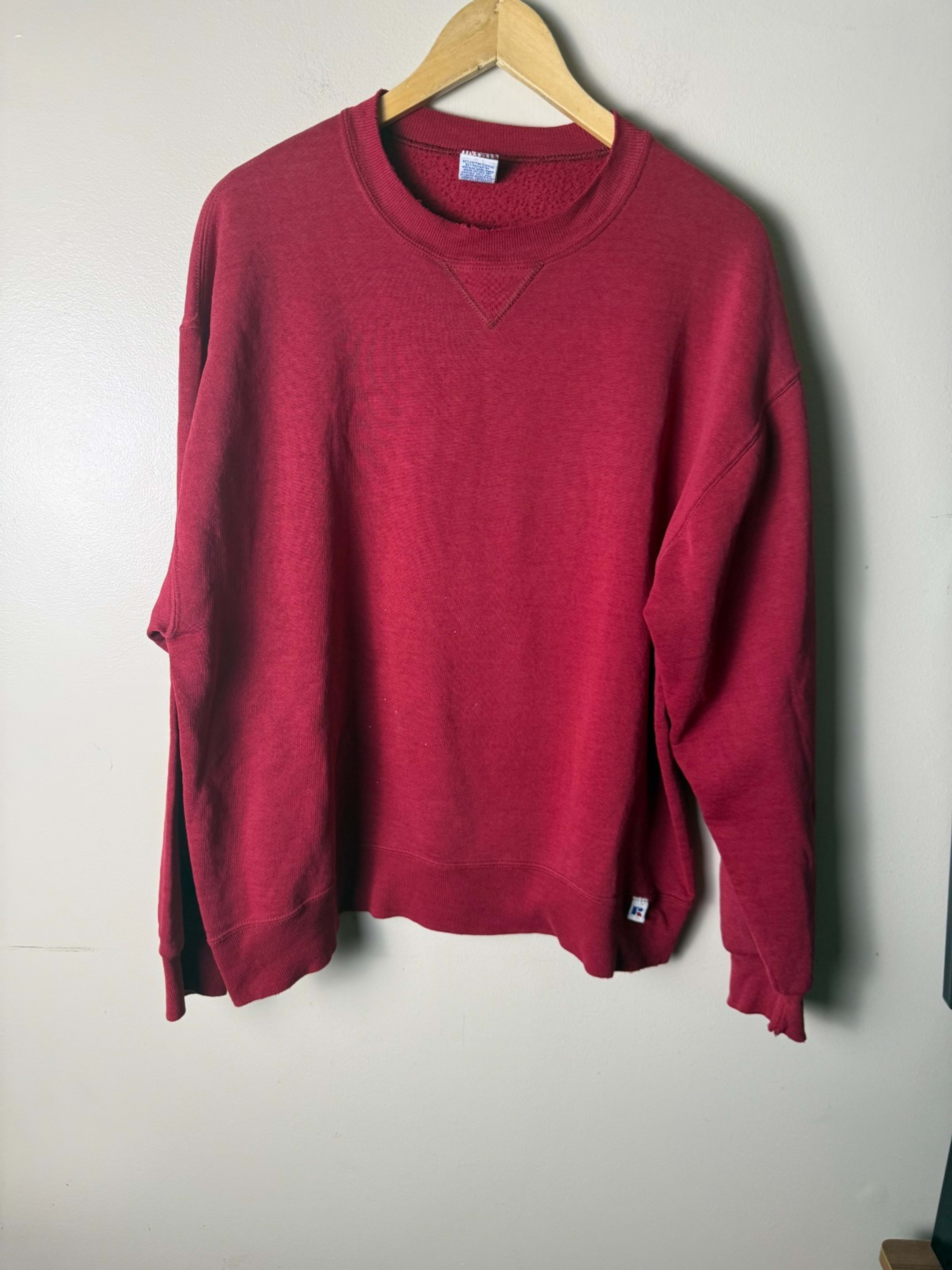 Vintage Russell Athletic Crewneck Sweater Mens L Red Made In USA
