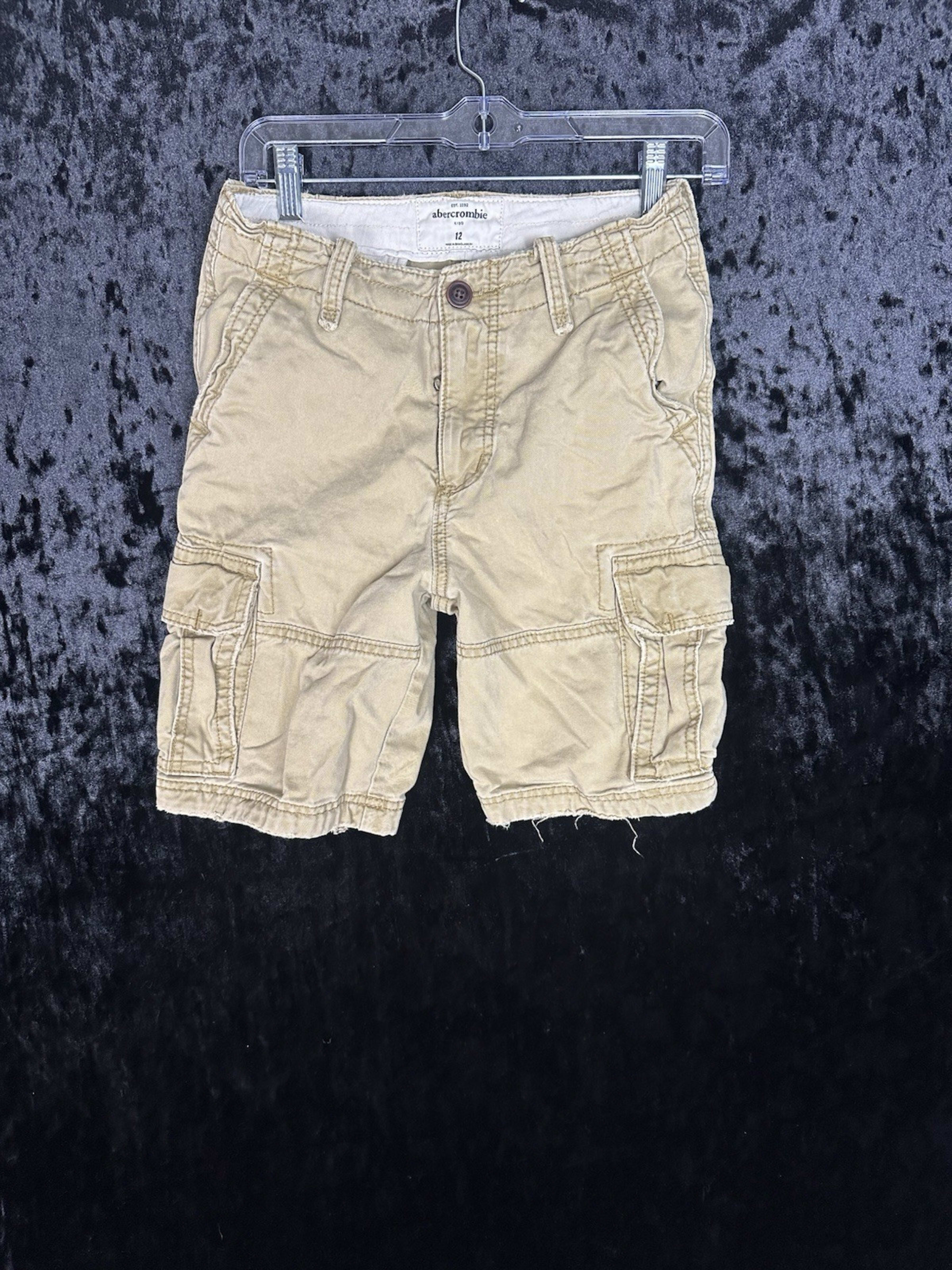 Abercrombie Kids Cargo Shorts Youth 12 Tan 100% Cotton Pockets Casual Breathable