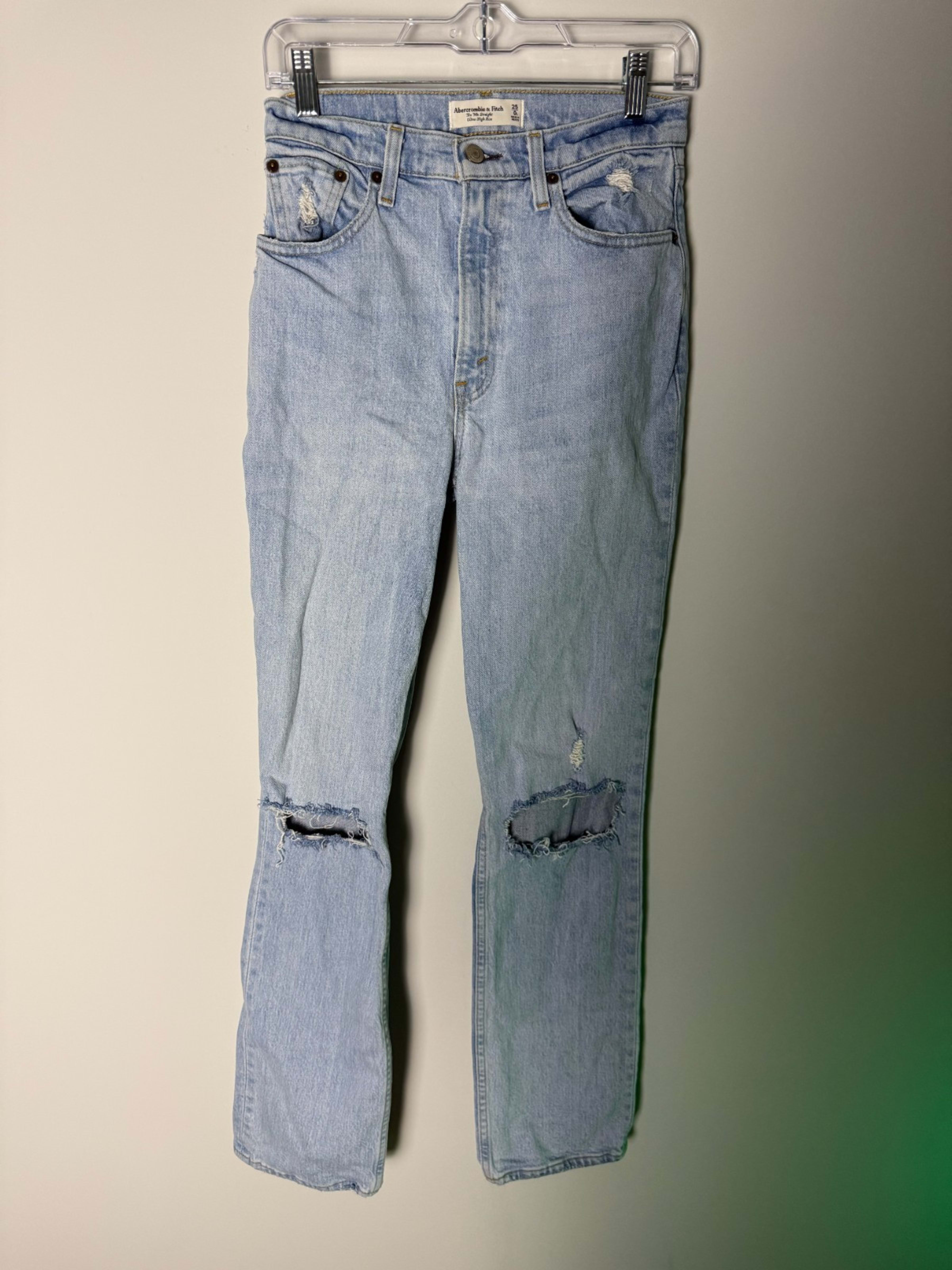 Abercrombie & Fitch 90s Straight Ultra High Rise Jeans Women's 25 Light Blue