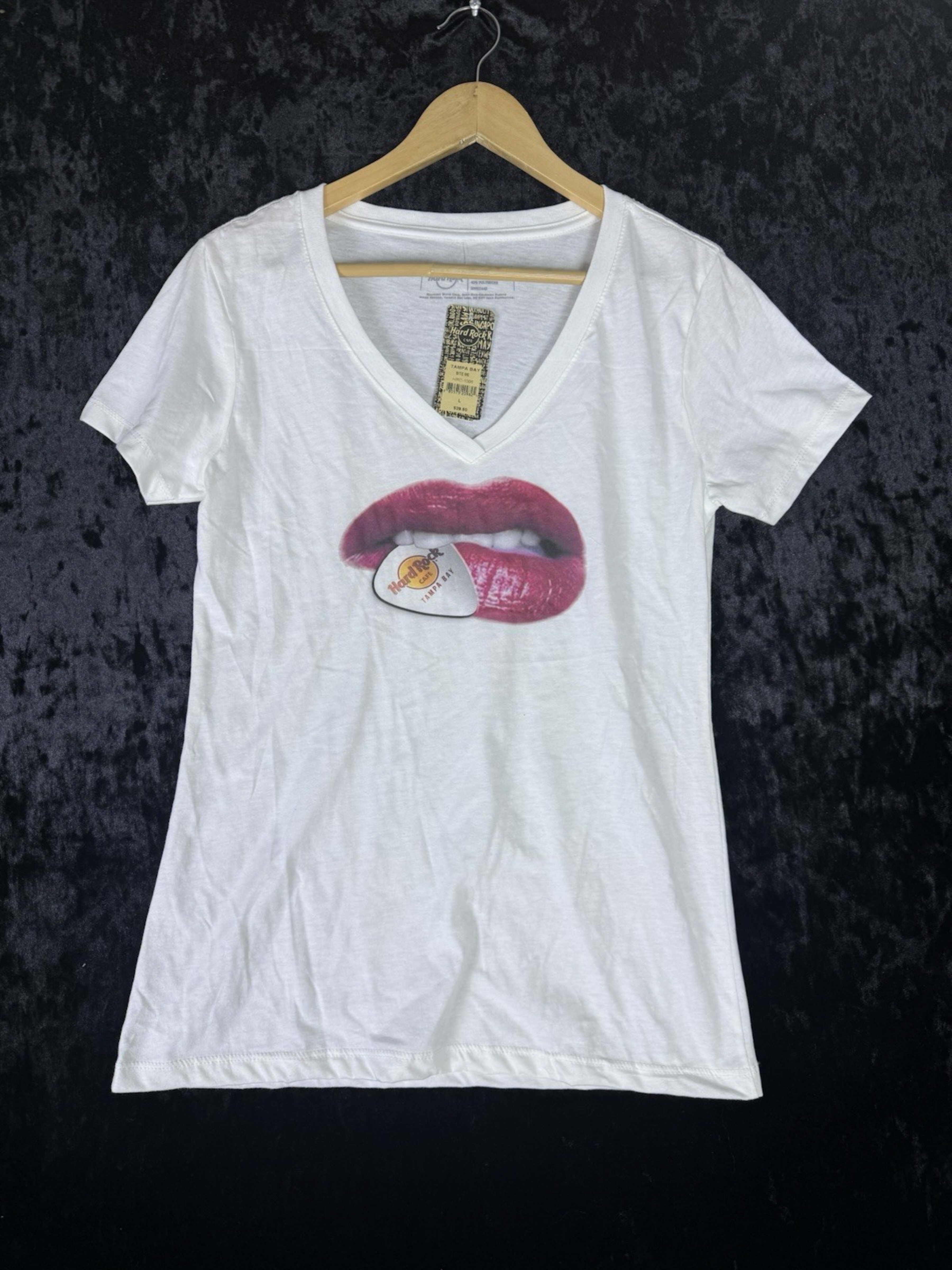 Hard Rock T Shirt Mens L White Bite Me Tampa Bay Short Sleeve NWT