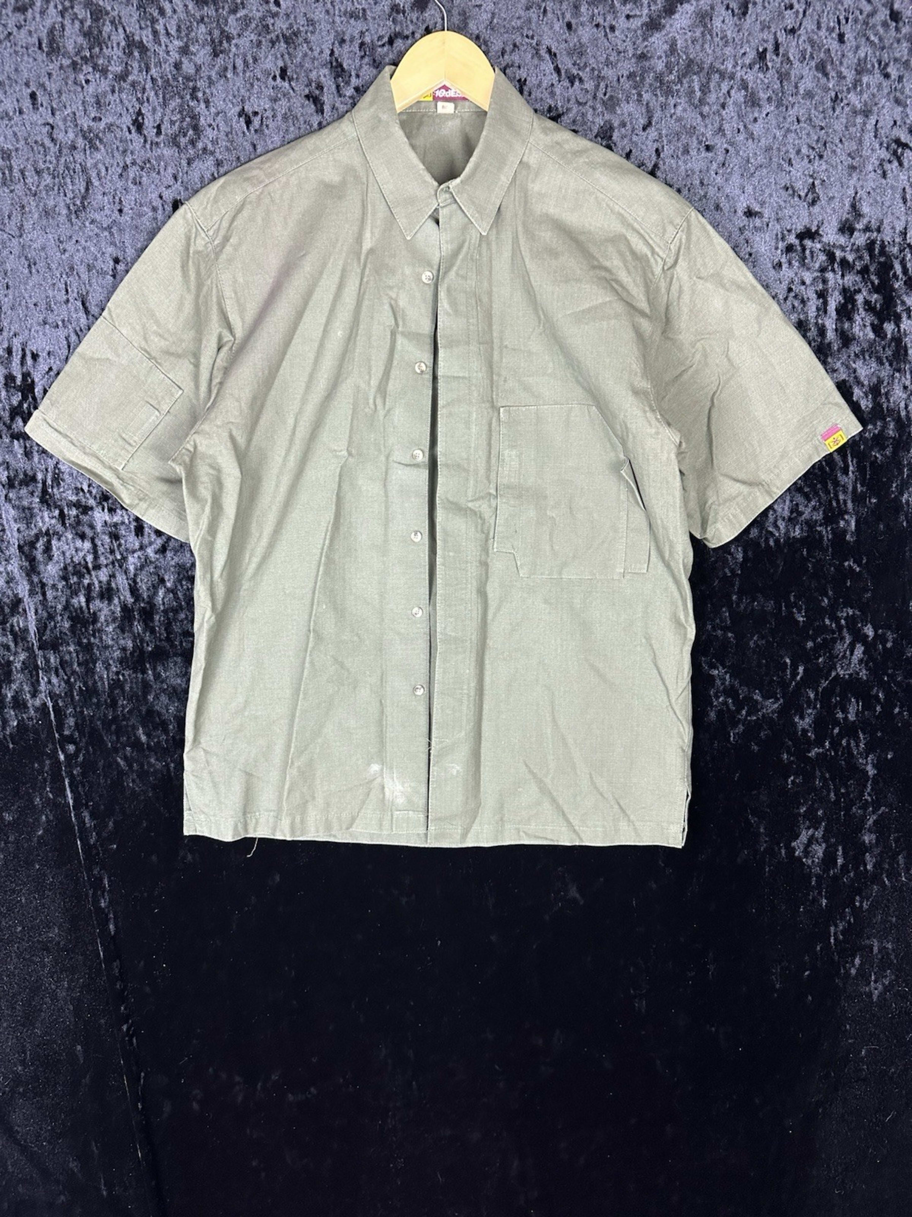 Vintage 10 Deep NYC Cotton Canvas Button-Up Shirt Mens L Green Short Sleeve