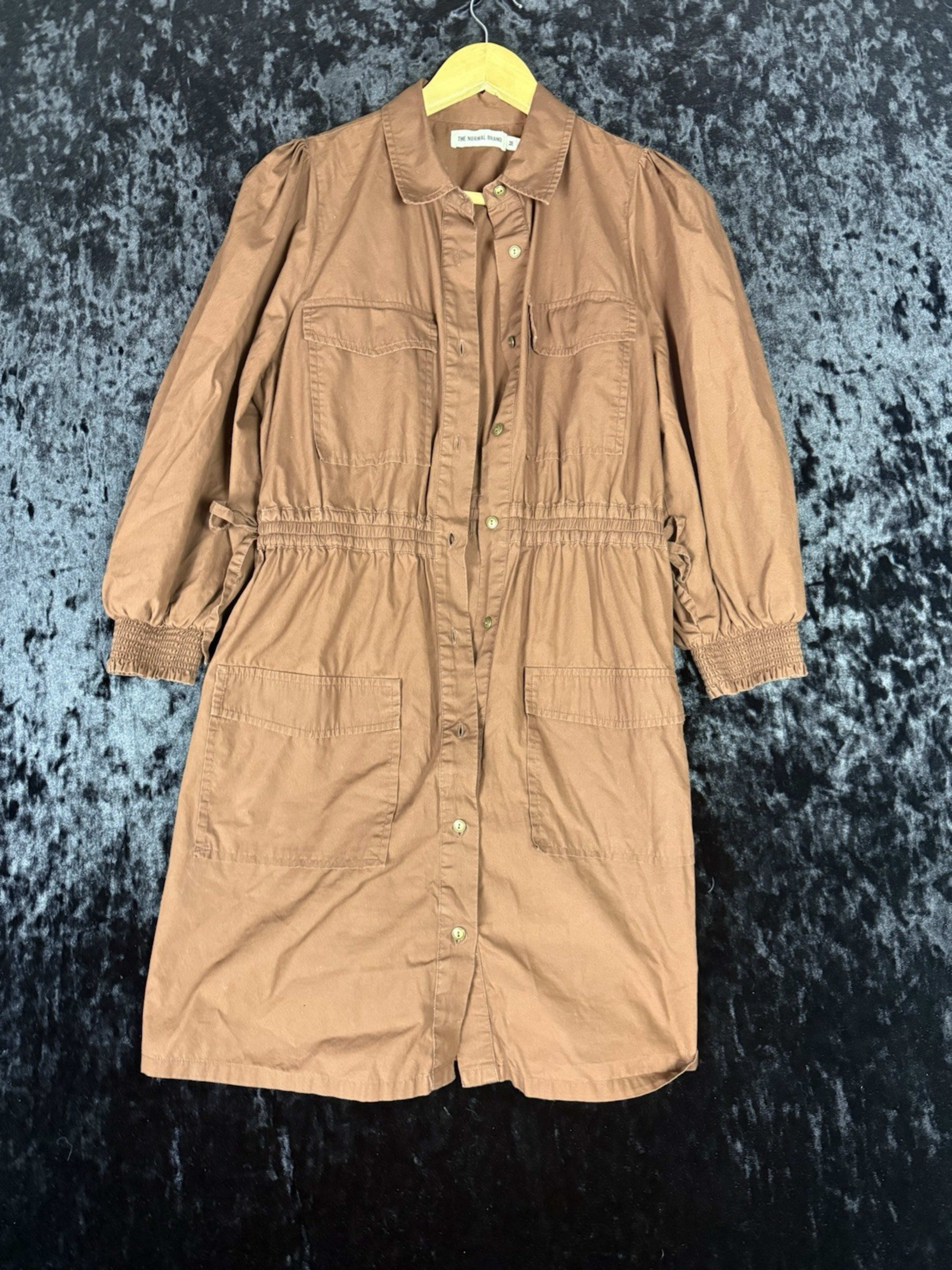 The Normal brand Avery Utility Dress Womens M Brown Espresso Button Down