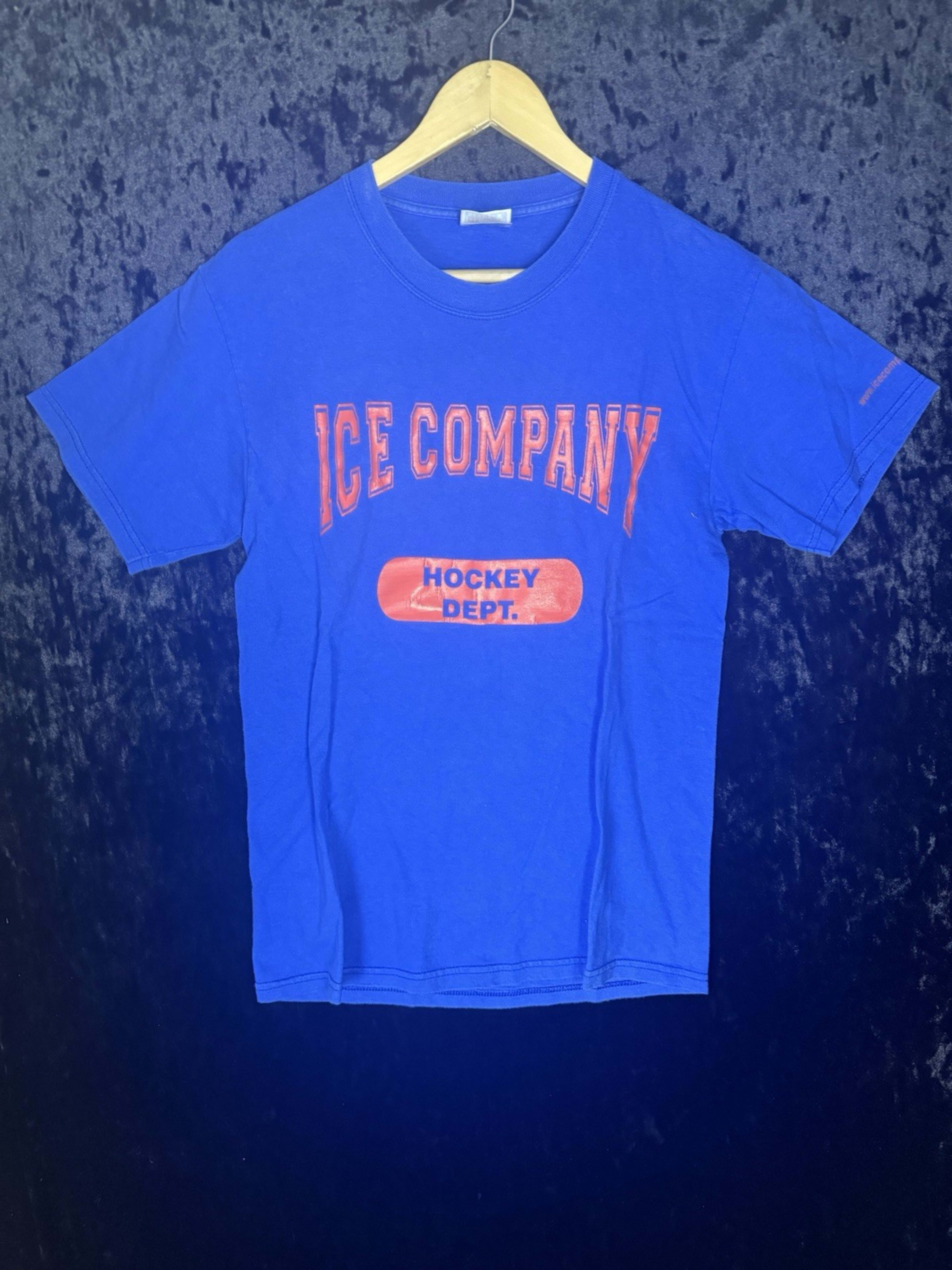 Vintage Hanes Ice Company T Shirt Mens S Blue Short Sleeve Casual Graphic Print