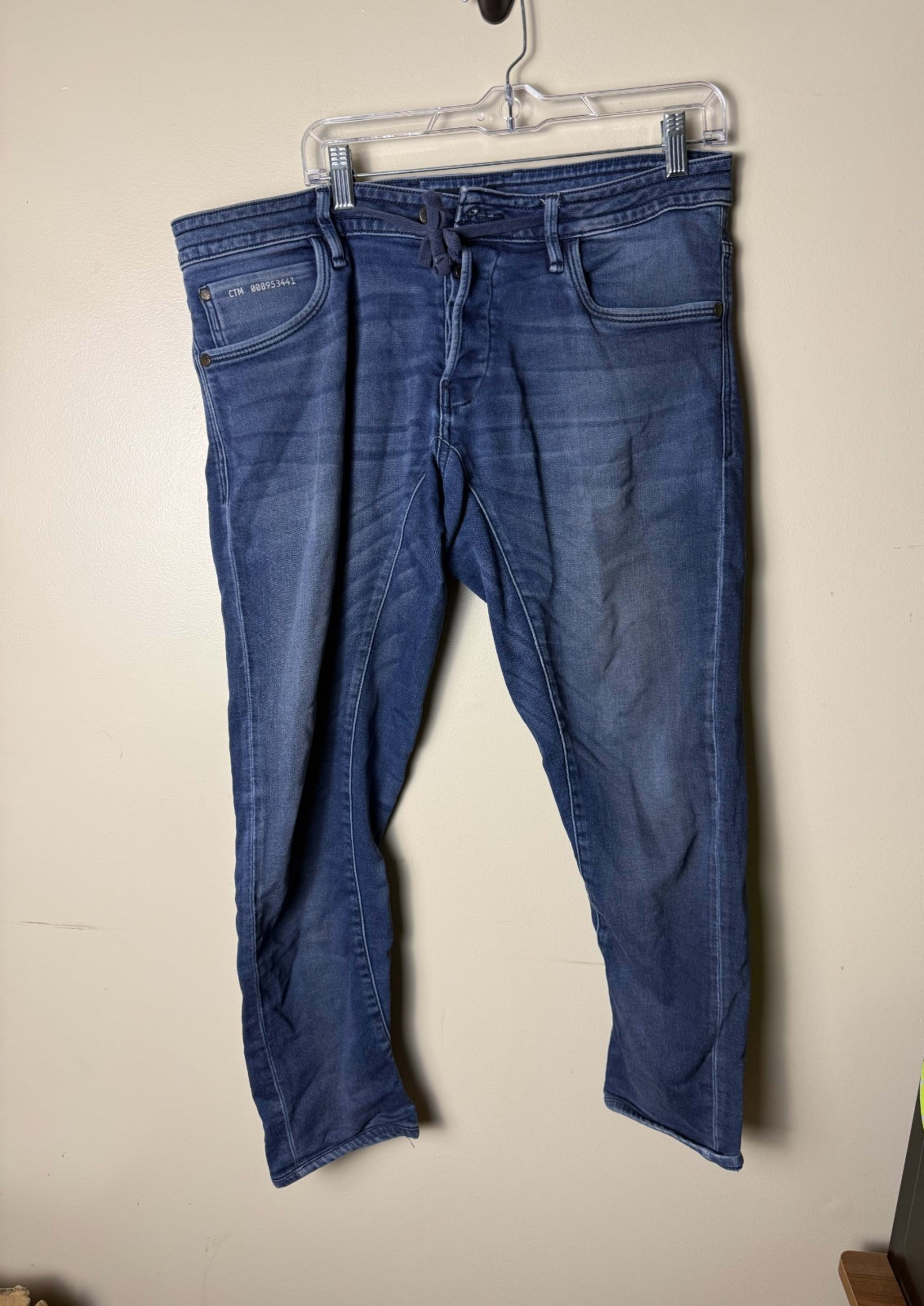 JACK & JONES Glenn Jeans Men's 33x34 Blue Slim Button Fly Stretch Faded
