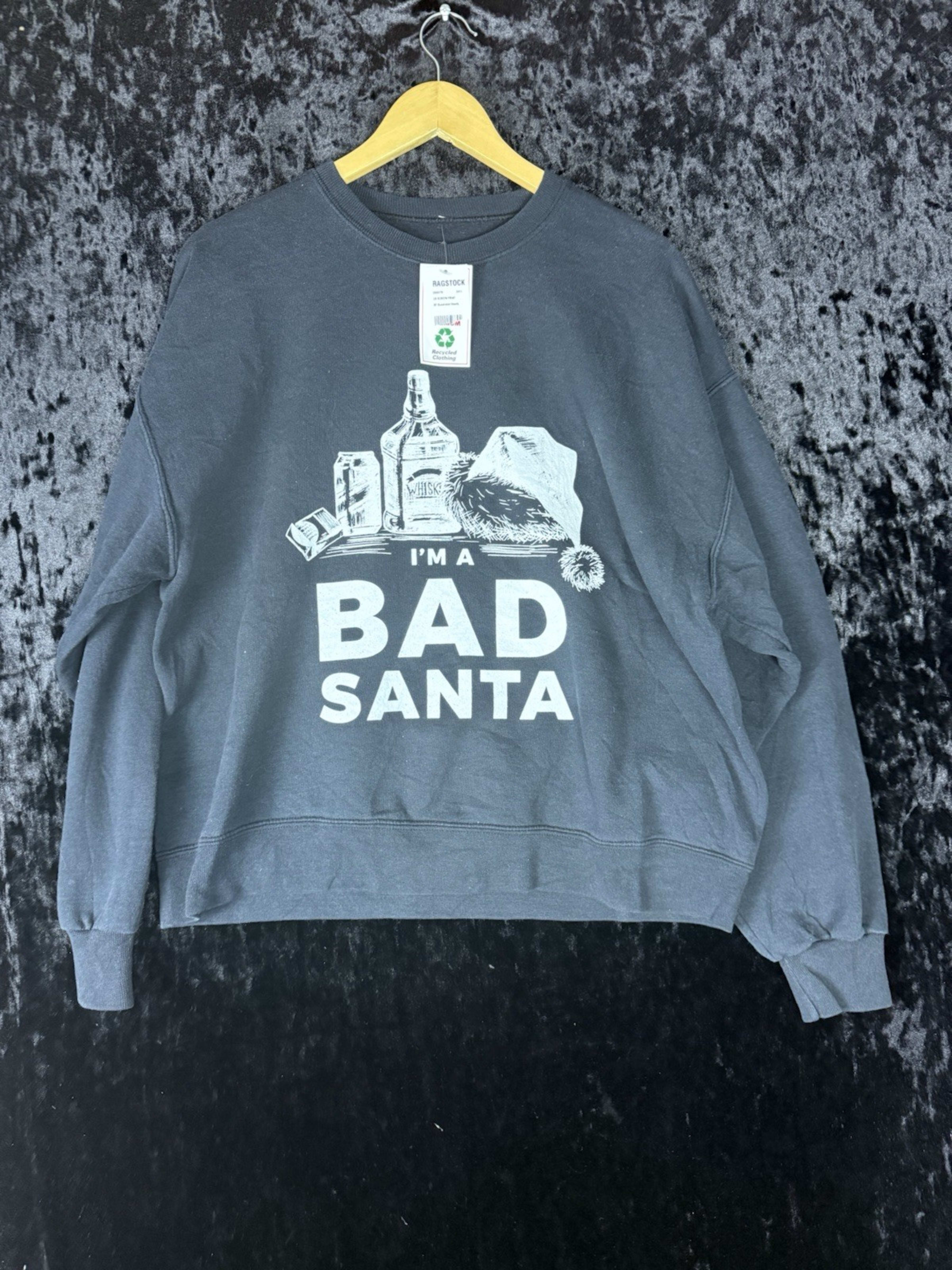 Bad Santa Christmas Sweatshirt Mens L Black Graphic Print NWT
