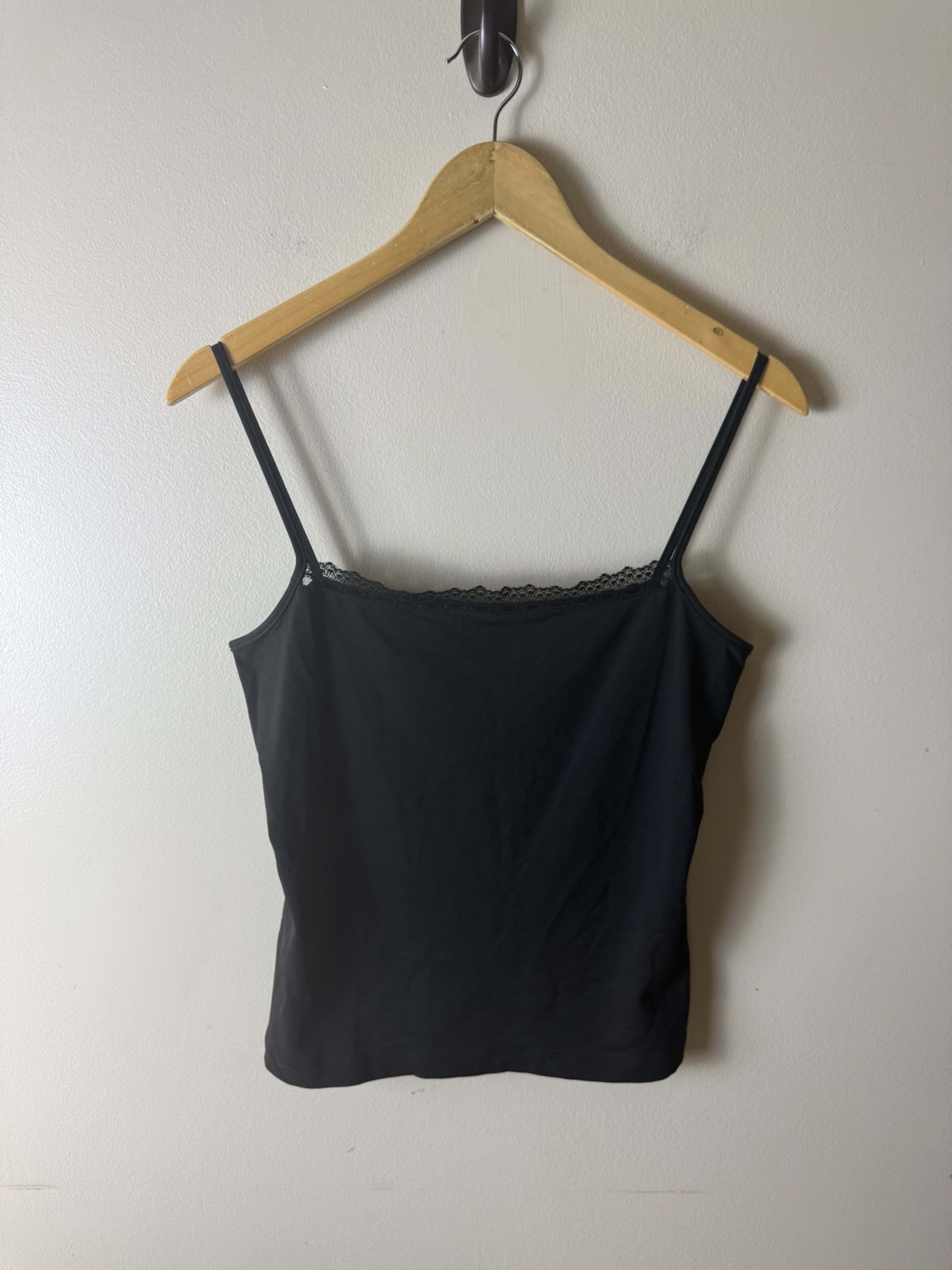 Ann Taylor Top Womens M Black Nylon Scoop Neck Adjustable Spaghetti Strap