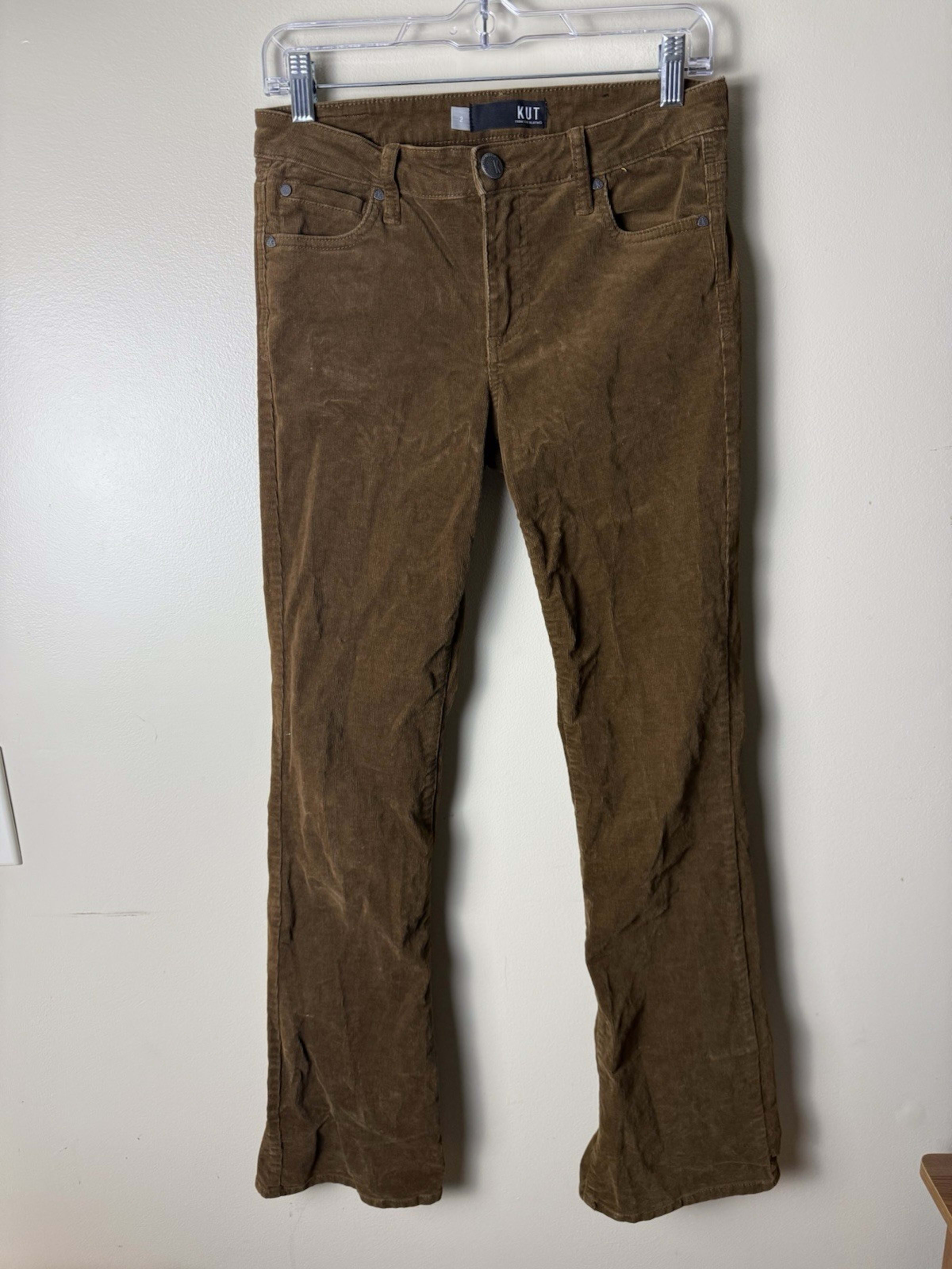 Kut From The Kloth Corduroy Straight Pants Brown Womens 2 Brown Casual