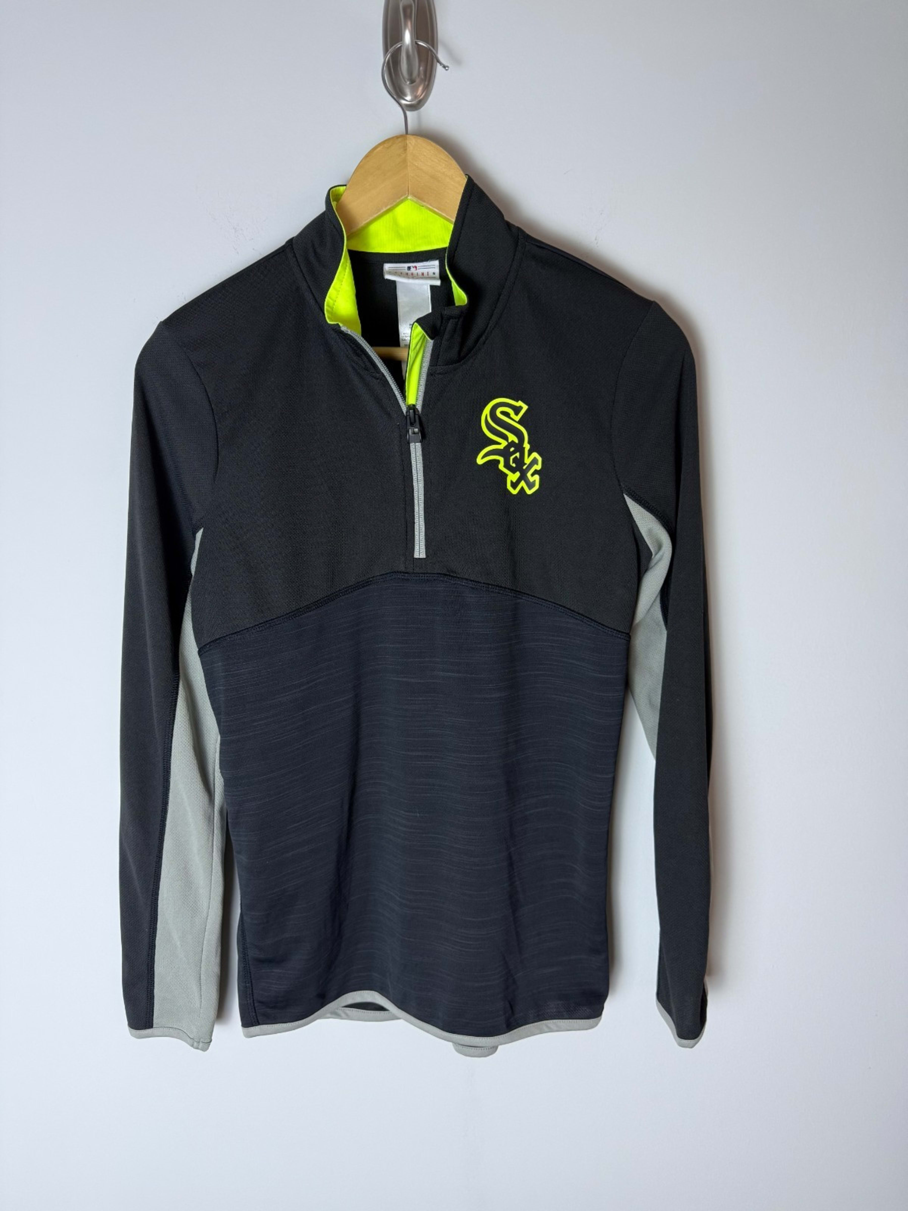 Chicago White Sox Youth L Black and Neon Yellow Quarter-Zip Performance Pullover