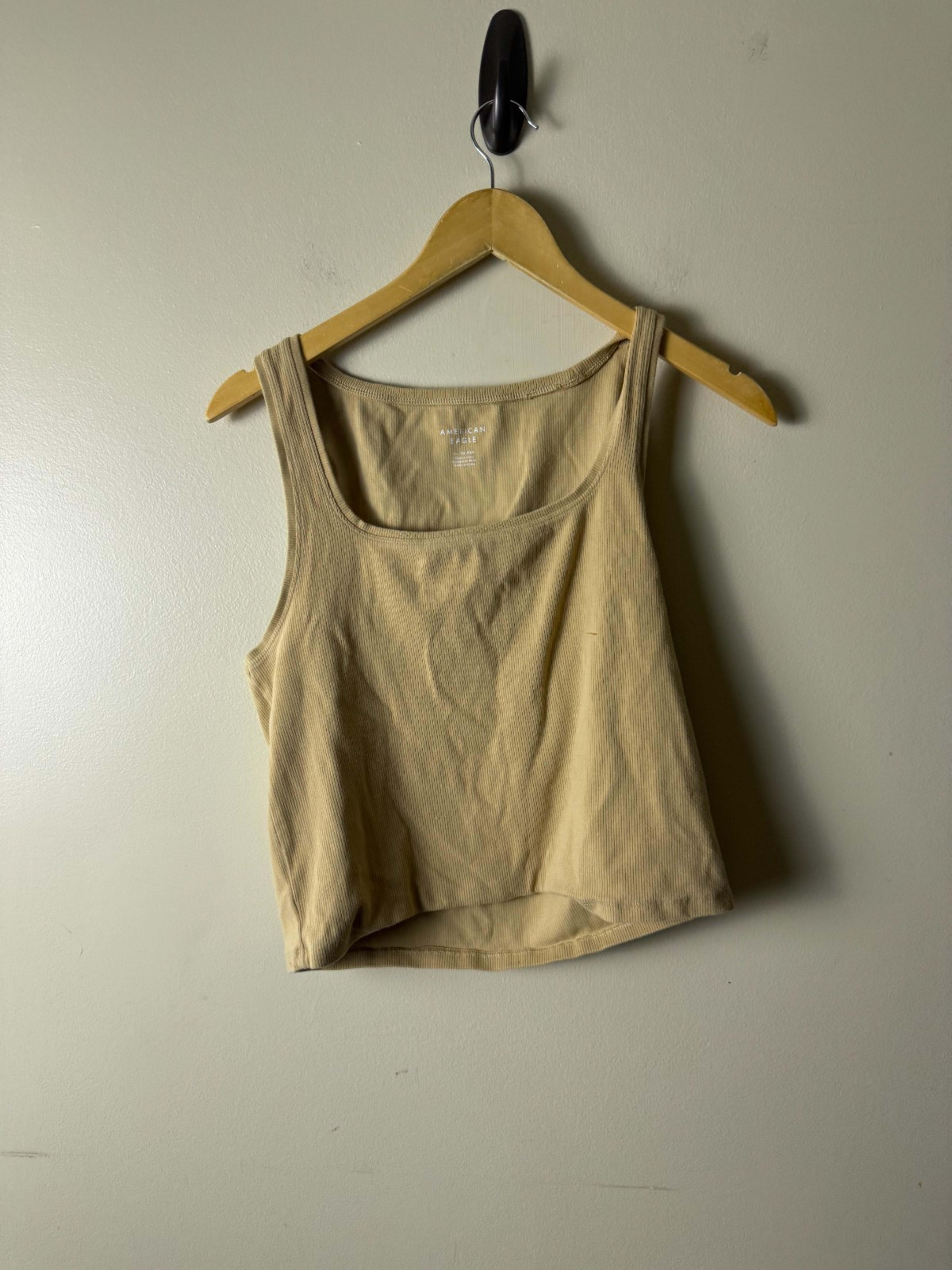 American Eagle Crop Tank Top Womens XL YellowRibbed Y2K Stretch Beach