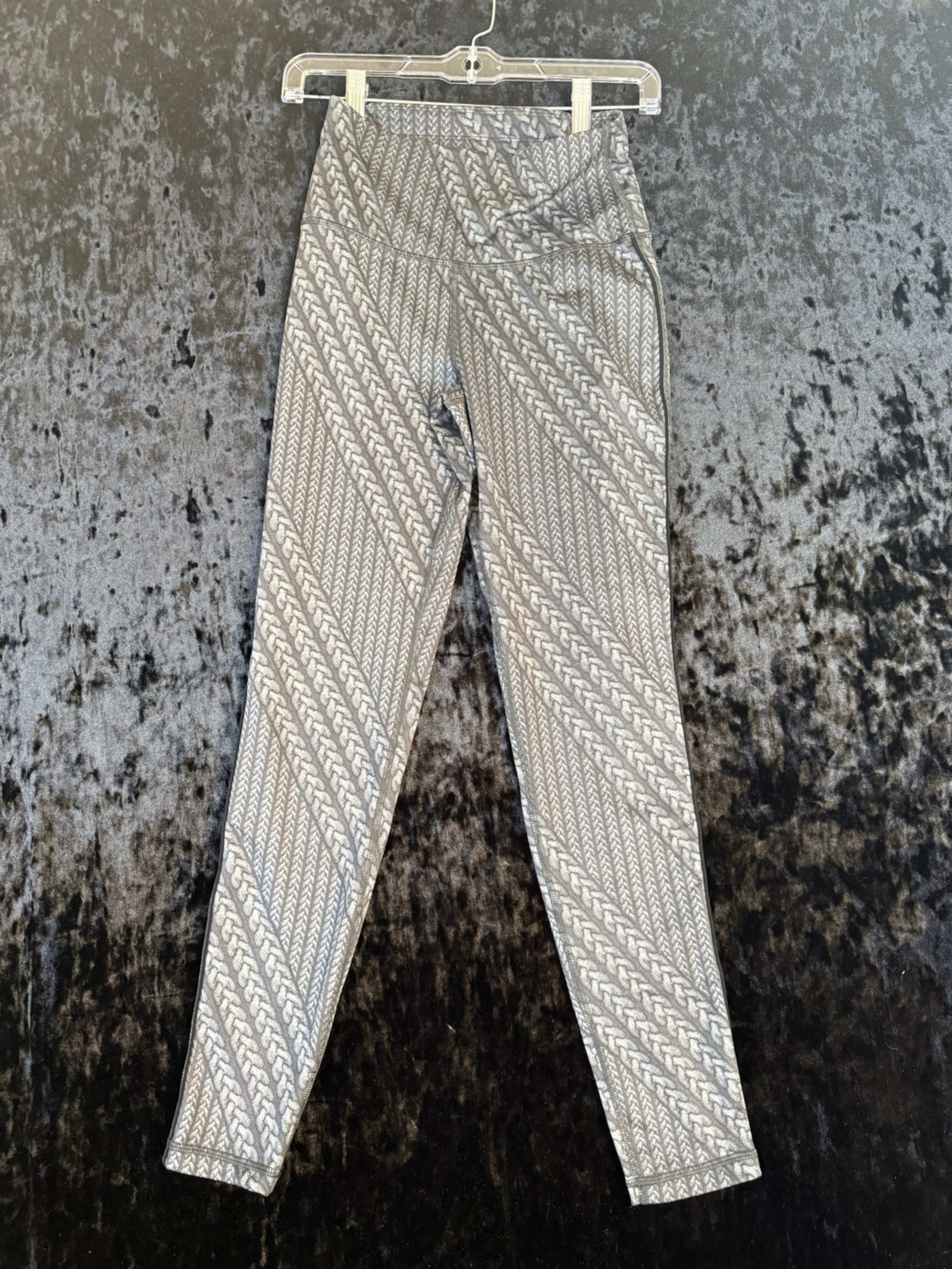 Aerie Leggings Womens M Gray Chill Play Move High Rise Ruched Printed Gym
