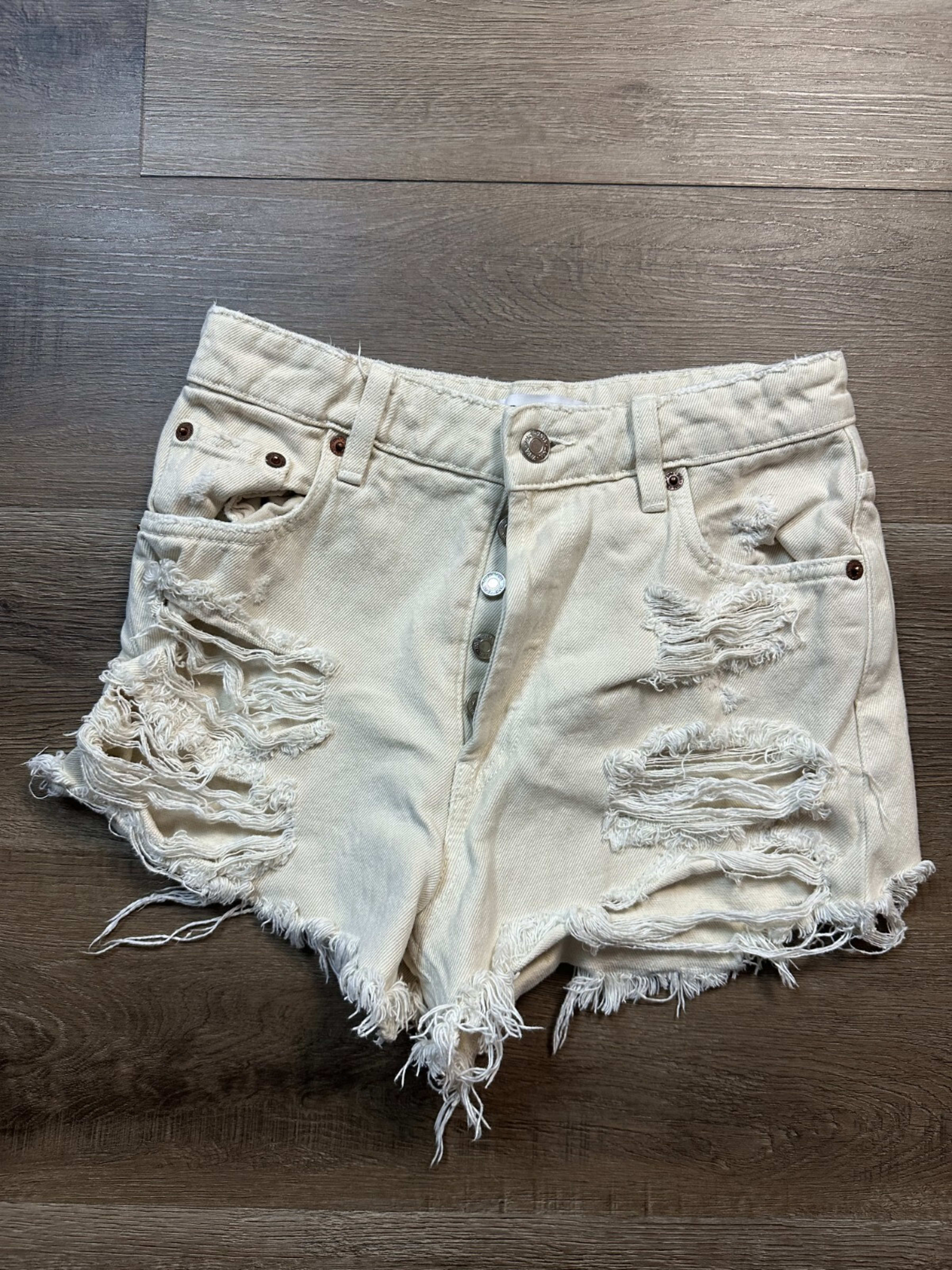 Zara Cut-Off Shorts Women's 2 White Distressed Casual Preppy