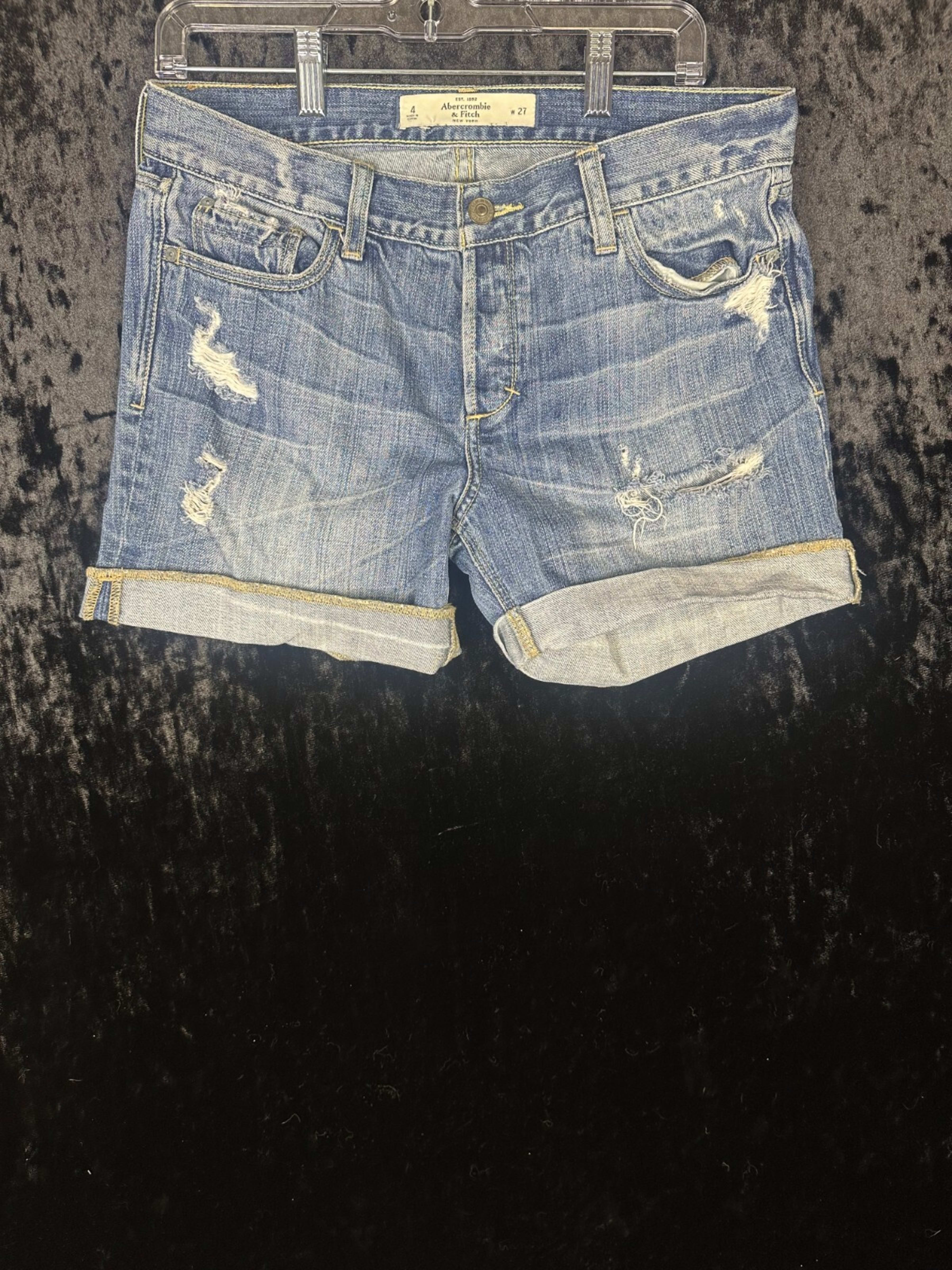 Abercrombie & Fitch Jean Cut-Off Shorts Women's 27 Blue Denim Distressed