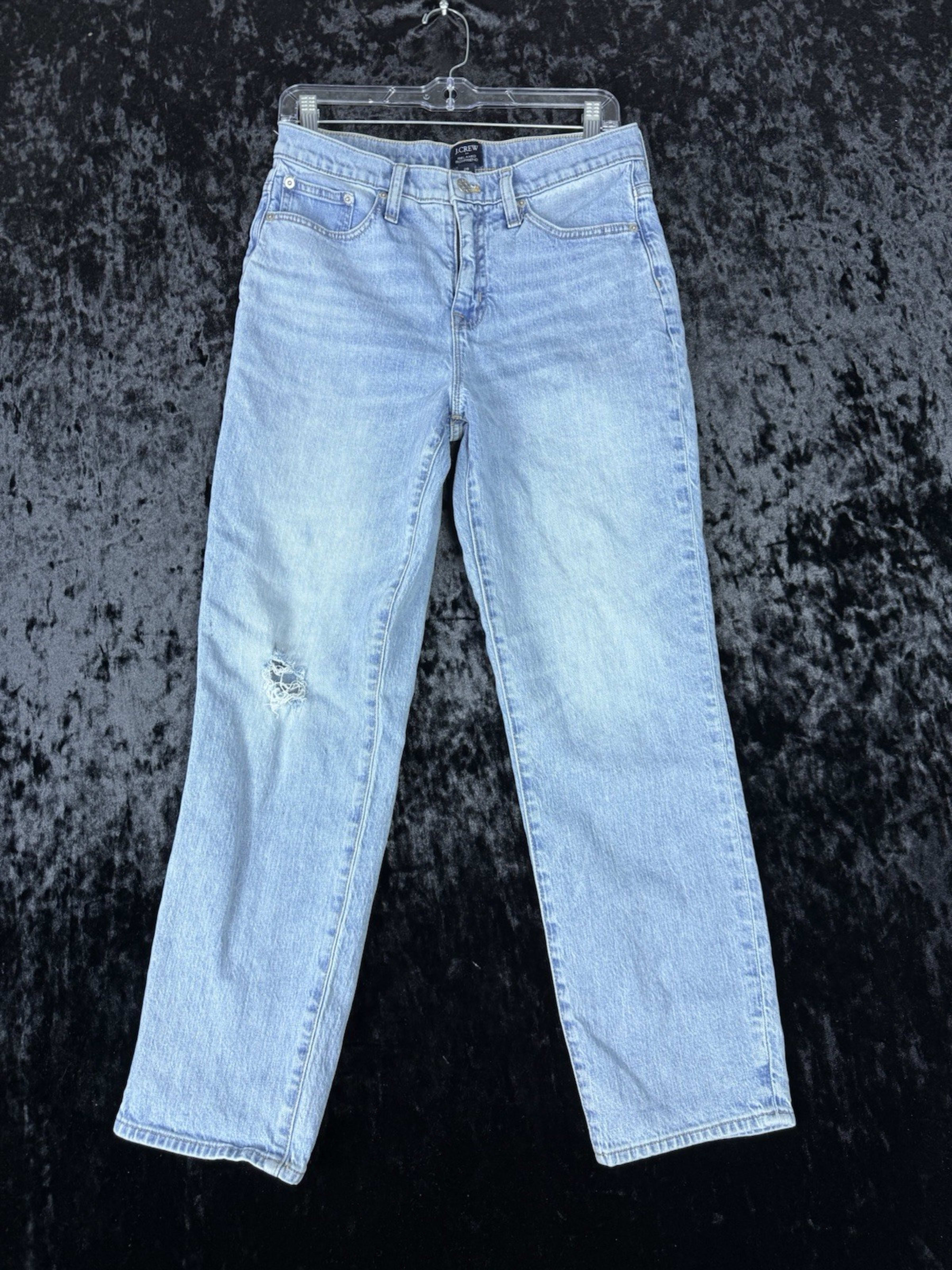 J.Crew Jeans Womens 26 Denim Boyfriend Relaxed High Rise Medium Wash Distressed
