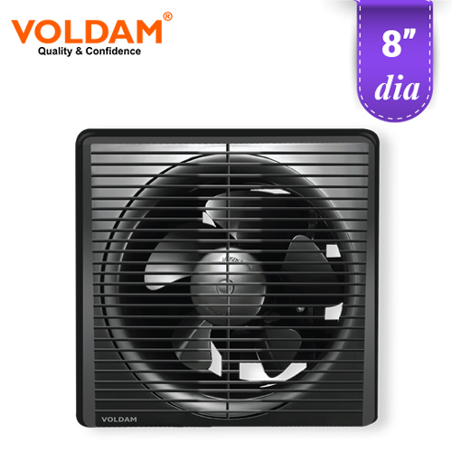 Voldam Full Plastic Grille Square Exhaust Fan 8″ (Black)