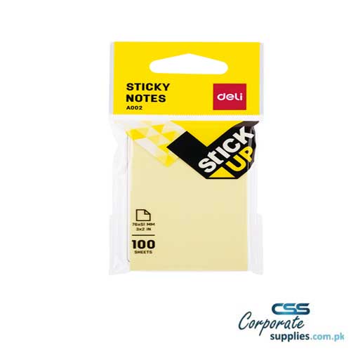 Deli Sticky Notes 100 Sheets Yellow (EA00552)