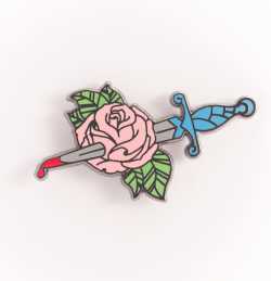 Pink Bleeding Rose Enamel Pin on Storenvy