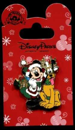 Santa Mickey Mouse and Pluto Reindeer Christmas Disney Pin