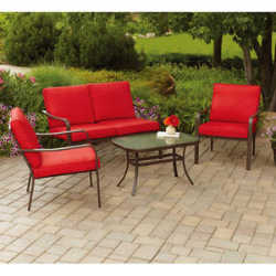 Mainstays Stanton Cushioned 4-Piece Patio Conversation Set - Walmart.com