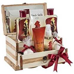 French Vanilla Bath Gift Set in 190ml shower gel,190ml bubble bath, 120g bath salts, 100ml body spray,90g body lotion, 2 Bath fizzer