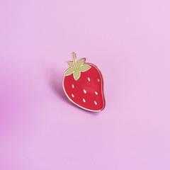 strawberry cloisonné pin