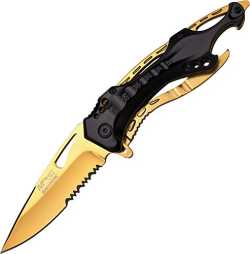 Amazon.com: MTech USA Ballistic MT-A705GD Spring Assist Folding Knife, Gold Half-Serrated Blade, Gold Handle, 4.5-Inch Closed: Sports & Outdoors