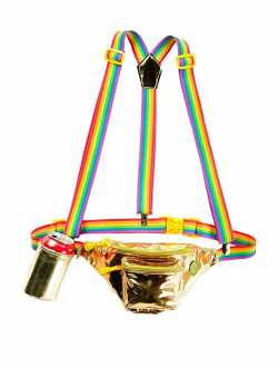 Amazon.com | Pride Gold Fanny Pack w/Rainbow Suspenders and Drink Holder - Pride Accessory | Waist Packs