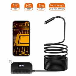 Amazon.com: WiFi Endoscope, TSAAGAN 1.18inch to 197inch Focus Range 2.0 MP HD Wireless Borescope Inspection Camera Semi-Rigid Flexible Snake Camera for Android and iPhone, iOS Smartphone, Tablet, Ipad (16.4FT): Camera & Photo