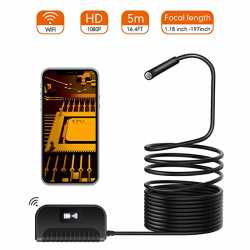 Amazon.com: WiFi Endoscope, TSAAGAN 1.18inch to 197inch Focus Range 2.0 MP HD Wireless Borescope Inspection Camera Semi-Rigid Flexible Snake Camera for Android and iPhone, iOS Smartphone, Tablet, Ipad (16.4FT): Automotive