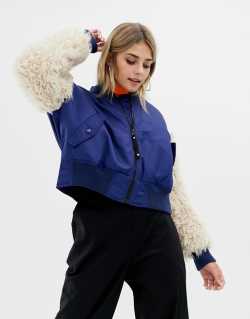 10 Collusion | COLLUSION bomber jacket with faux fur sleeves