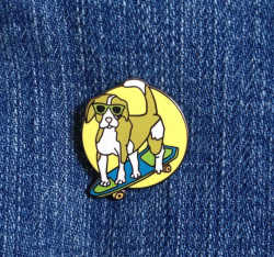 Skateboarding dog lapel pin 1 by doubledenimdude on Etsy