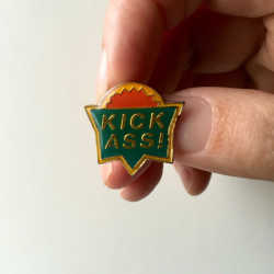 Vintage Enamel Lapel Pin or Hat Pin Kick Ass by FriendCenter