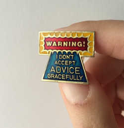 Vintage Enamel Lapel Pin or Hat Pin Warning I by FriendCenter