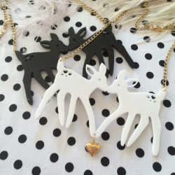 Black or White Acrylic Fawns Necklace