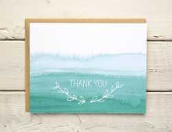 Watercolor Ombre Thank You Cards, Watercolor Cards, Thank You Card Set, Watercolor Thank You Cards, Stationary, Stationery, Notecards, Teal