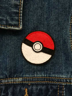 Pokeball Handmade Embroidered Felt Patch by LazybonesShop on Etsy