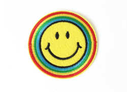 90s Happy Hippy Rainbow Smiley Face iron-on by TheLazyCraftStore
