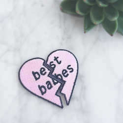 Best Babes Split Heart Iron On Patch S/2 by WildflowerandCompany