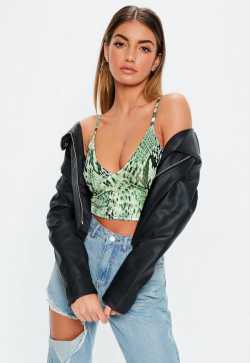 Neon Green Snake Bralet | Missguided