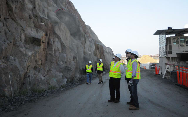 Contractors walking a job site