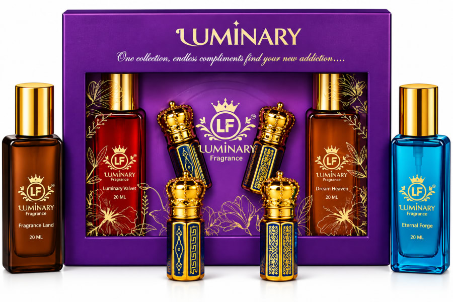 Luminary Signature Gift Set, Royal Purple (2 Perfumes + 2 Attars)