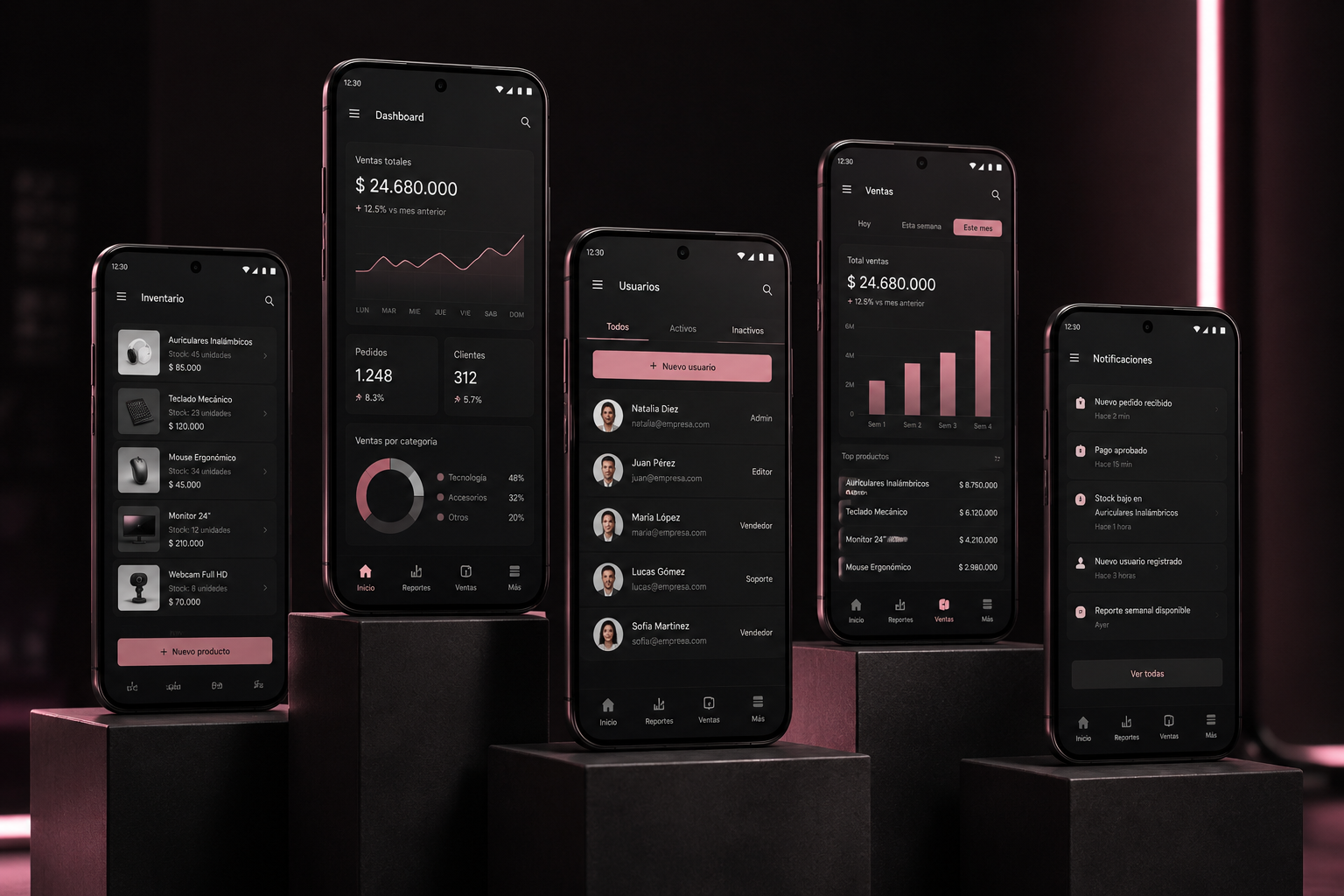 Captura de dashboard y app a medida