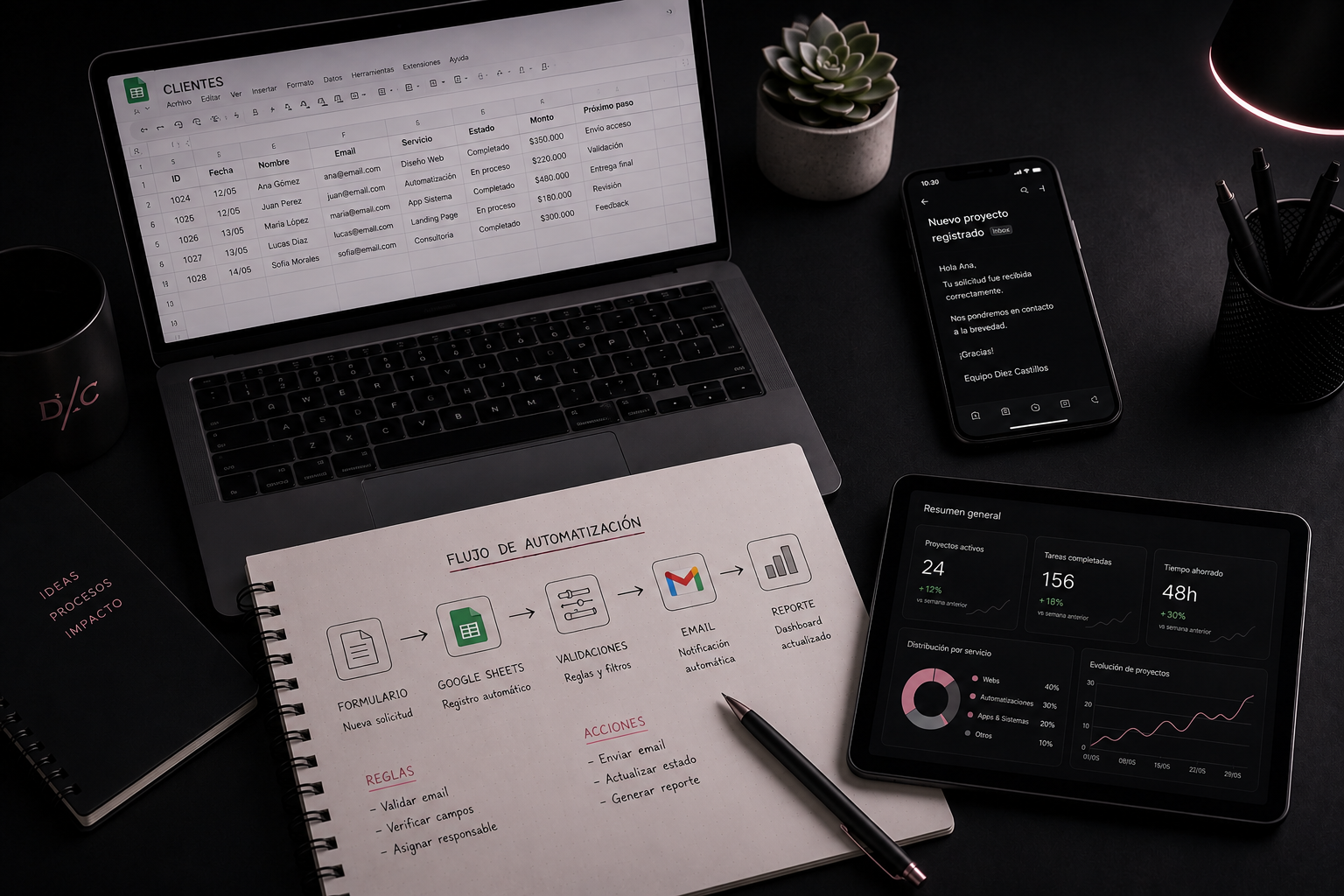 Diagrama de automatización de procesos y planillas