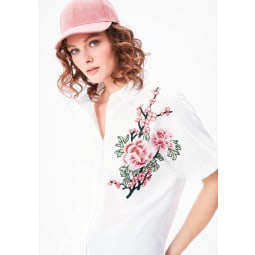 TRIANGLE Bluse mit Blumen-Applikation